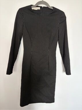 Stella McCartney Wool-Blend Pin-Striped Long-sleeve Dress  - Size 40